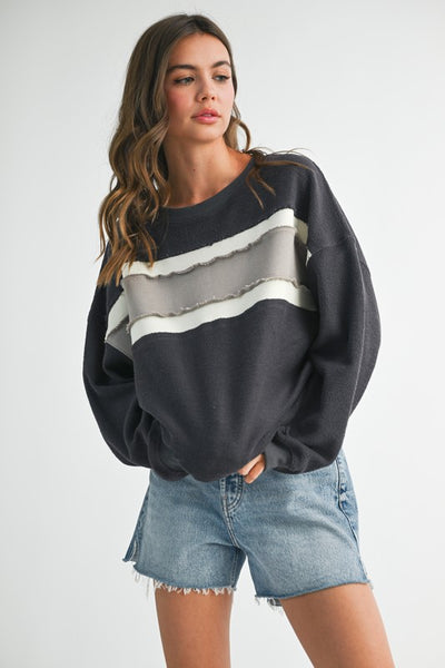 CHARCOAL STRIPED PULLOVER