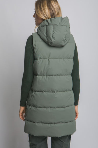 GREEN HOODED PUFFER VEST