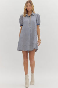 NAVY STRIPED SWING DRESS