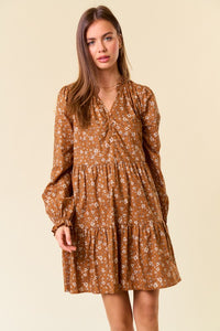 CARMEL FLORAL LONG SLEEVE DRESS