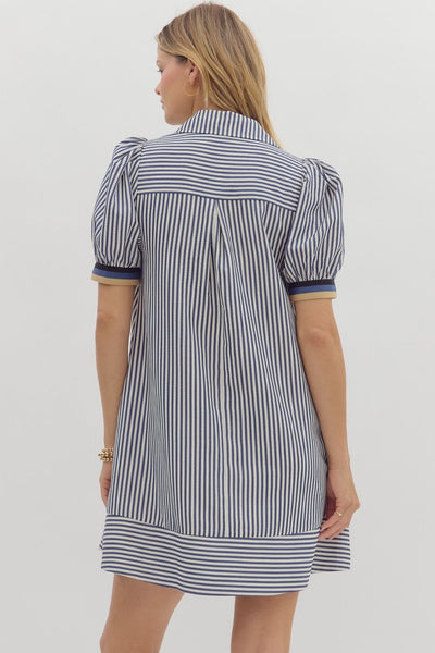 NAVY STRIPED SWING DRESS