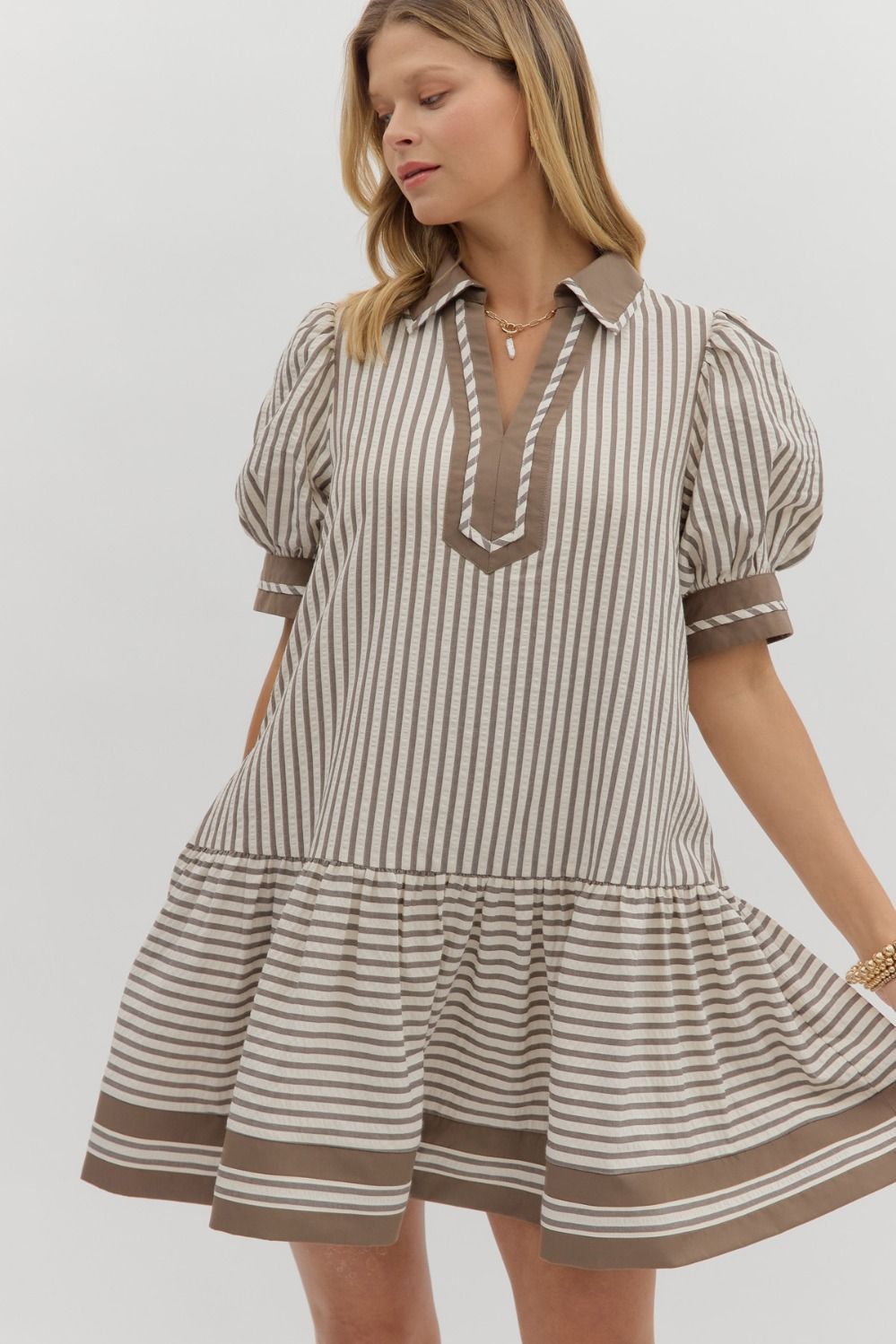 MOCHA STRIPED DRESS