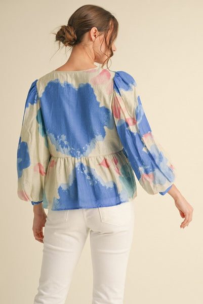 BLUE BOW TIE PEPLUM