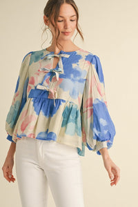 BLUE BOW TIE PEPLUM