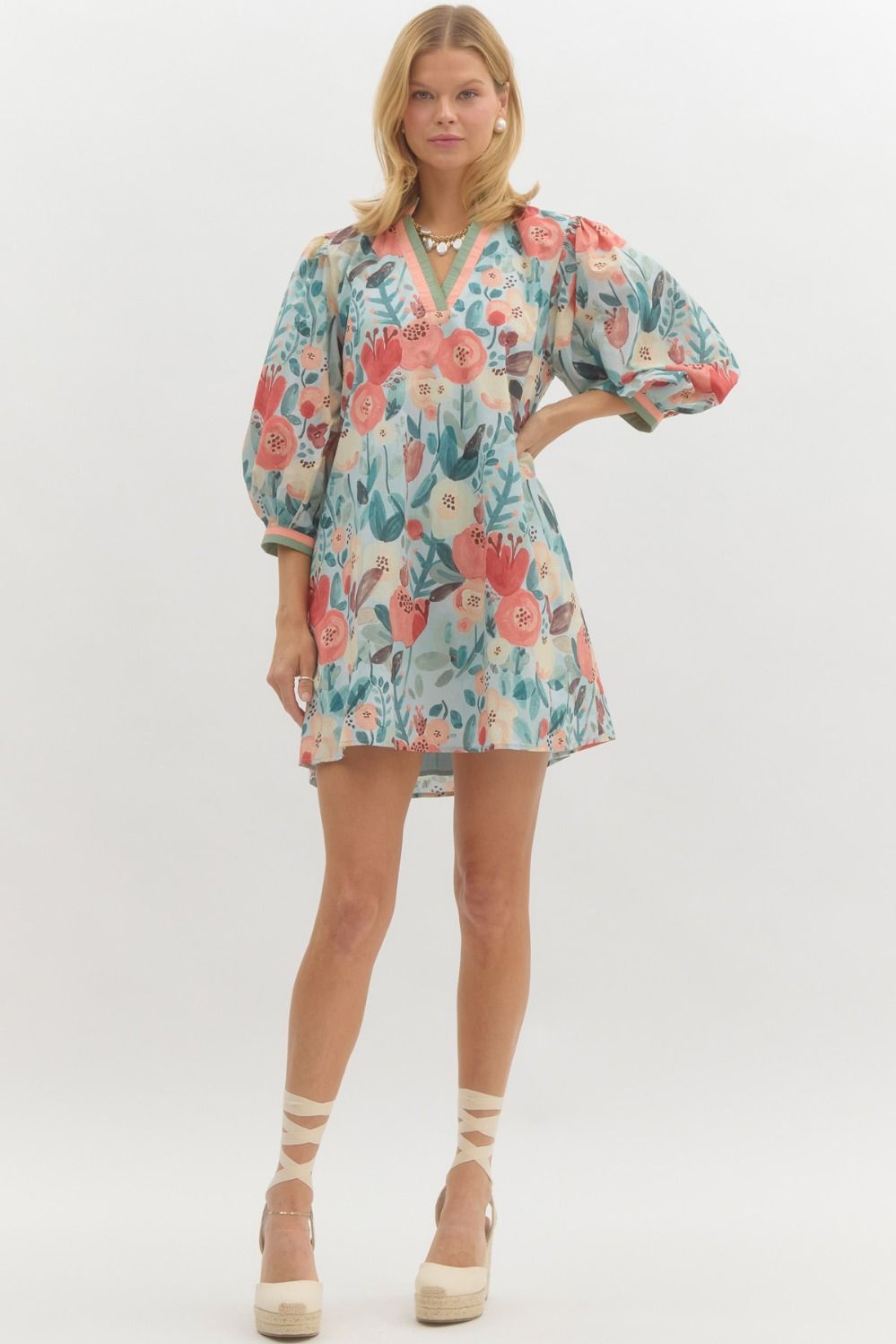 SEAFOAM FLORAL DRESS