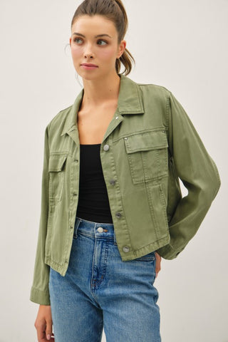 OLIVE CROPPED JACKET