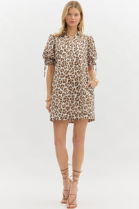 LEOPARD PUFF SLEEVE DRESS