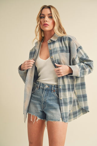 BLUE AND CREAM FLANNEL