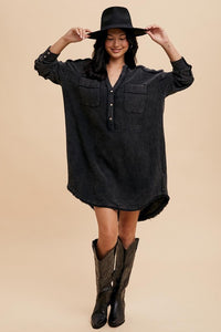 MINERAL WASH SHIRT DRESS