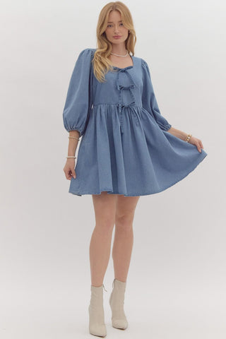 DENIM BOW DRESS